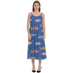 Sea Fish Blue Submarine Animal Casual Spaghetti Strap Midi Dress by Proyonanggan