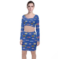 Sea Fish Blue Submarine Animal Top And Skirt Sets by Proyonanggan