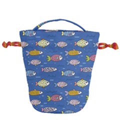 Sea Fish Blue Submarine Animal Drawstring Bucket Bag by Proyonanggan