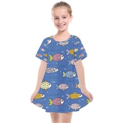 Sea Fish Blue Submarine Animal Kids  Smock Dress by Proyonanggan