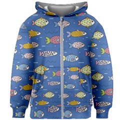 Sea Fish Blue Submarine Animal Kids  Zipper Hoodie Without Drawstring