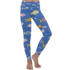 Sea Fish Blue Submarine Animal Kids  Lightweight Velour Classic Yoga Leggings by Proyonanggan