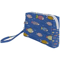 Sea Fish Blue Submarine Animal Wristlet Pouch Bag (small) by Proyonanggan