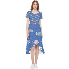 Sea Fish Blue Submarine Animal High Low Boho Dress by Proyonanggan