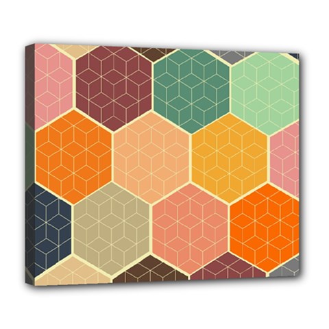 Abstract Hex Hexagon Grid Pattern Honeycomb Deluxe Canvas 24  X 20  (stretched) by Proyonanggan