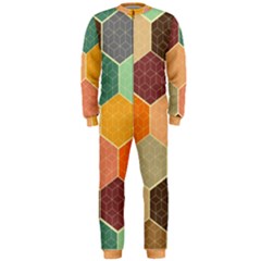 Abstract Hex Hexagon Grid Pattern Honeycomb Onepiece Jumpsuit (men)