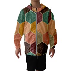 Abstract Hex Hexagon Grid Pattern Honeycomb Kids  Hooded Windbreaker