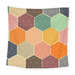 Abstract Hex Hexagon Grid Pattern Honeycomb Square Tapestry (large)