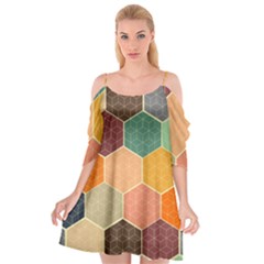 Abstract Hex Hexagon Grid Pattern Honeycomb Cutout Spaghetti Strap Chiffon Dress by Proyonanggan