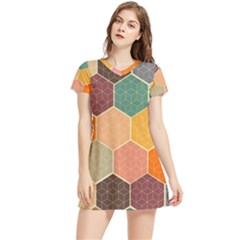 Abstract Hex Hexagon Grid Pattern Honeycomb Women s Sports Skirt by Proyonanggan