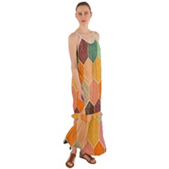 Abstract Hex Hexagon Grid Pattern Honeycomb Cami Maxi Ruffle Chiffon Dress by Proyonanggan