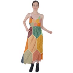 Abstract Hex Hexagon Grid Pattern Honeycomb Tie Back Maxi Dress by Proyonanggan