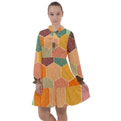 Abstract Hex Hexagon Grid Pattern Honeycomb All Frills Chiffon Dress by Proyonanggan