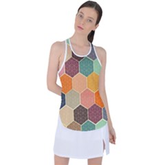 Abstract Hex Hexagon Grid Pattern Honeycomb Racer Back Mesh Tank Top by Proyonanggan