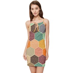 Abstract Hex Hexagon Grid Pattern Honeycomb Summer Tie Front Dress by Proyonanggan