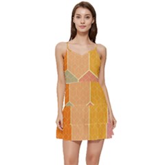 Abstract Hex Hexagon Grid Pattern Honeycomb Short Frill Dress by Proyonanggan