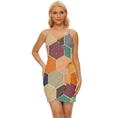 Abstract Hex Hexagon Grid Pattern Honeycomb Wrap Tie Front Dress by Proyonanggan