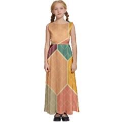 Abstract Hex Hexagon Grid Pattern Honeycomb Kids  Satin Sleeveless Maxi Dress by Proyonanggan