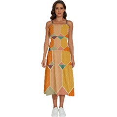 Abstract Hex Hexagon Grid Pattern Honeycomb Sleeveless Shoulder Straps Boho Dress by Proyonanggan