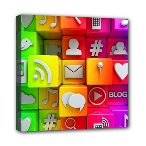 Colorful 3d Social Media Mini Canvas 8  X 8  (stretched) by Ket1n9