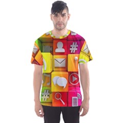 Colorful 3d Social Media Men s Sport Mesh T-shirt