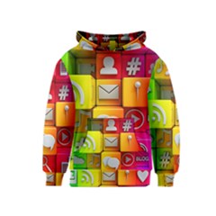 Colorful 3d Social Media Kids  Pullover Hoodie