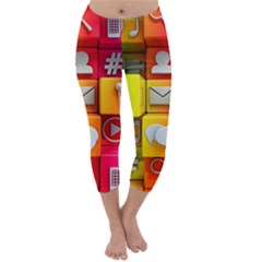 Colorful 3d Social Media Capri Winter Leggings 