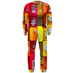 Colorful 3d Social Media Onepiece Jumpsuit (men) by Ket1n9