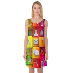 Colorful 3d Social Media Sleeveless Satin Nightdress by Ket1n9