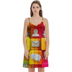 Colorful 3d Social Media Mini Camis Dress With Pockets by Ket1n9