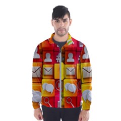 Colorful 3d Social Media Men s Windbreaker