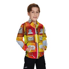 Colorful 3d Social Media Kids  Windbreaker