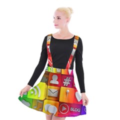 Colorful 3d Social Media Suspender Skater Skirt by Ket1n9