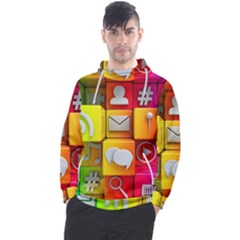 Colorful 3d Social Media Men s Pullover Hoodie