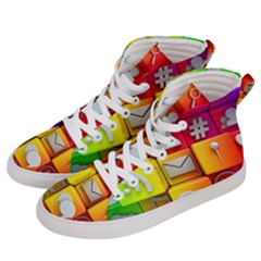 Colorful 3d Social Media Men s Hi-top Skate Sneakers by Ket1n9