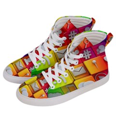 Colorful 3d Social Media Women s Hi-top Skate Sneakers by Ket1n9