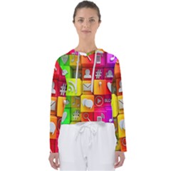 Colorful 3d Social Media Women s Slouchy Sweat