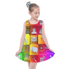 Colorful 3d Social Media Kids  Summer Dress by Ket1n9