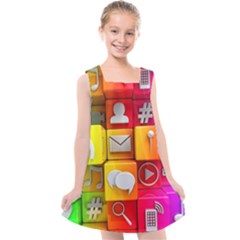 Colorful 3d Social Media Kids  Cross Back Dress by Ket1n9