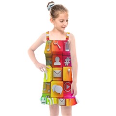 Colorful 3d Social Media Kids  Overall Dress by Ket1n9