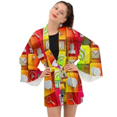 Colorful 3d Social Media Long Sleeve Kimono by Ket1n9