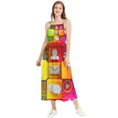 Colorful 3d Social Media Boho Sleeveless Summer Dress by Ket1n9