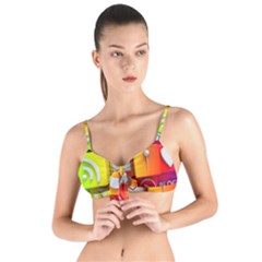 Colorful 3d Social Media Tie Up Cut Bikini Top by Ket1n9