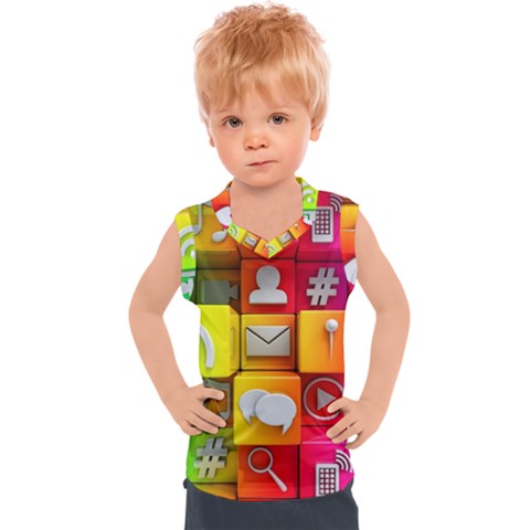 Colorful 3d Social Media Kids  Sport Tank Top by Ket1n9