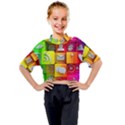 Colorful 3d Social Media Kids Mock Neck T-Shirt View1