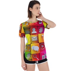 Colorful 3d Social Media Perpetual Short Sleeve T-shirt by Ket1n9