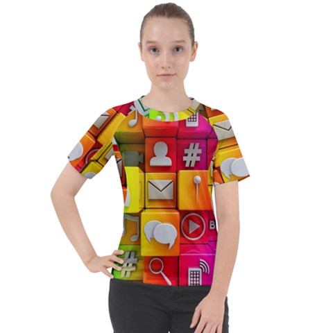 Colorful 3d Social Media Women s Sport Raglan T-shirt by Ket1n9