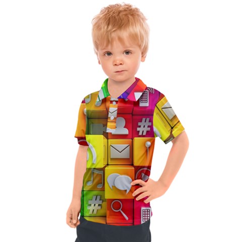 Colorful 3d Social Media Kids  Polo T-shirt by Ket1n9