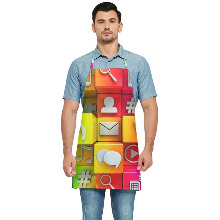 Colorful 3d Social Media Kitchen Apron