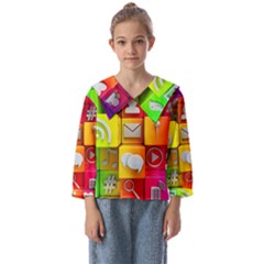 Colorful 3d Social Media Kids  Sailor Shirt by Ket1n9